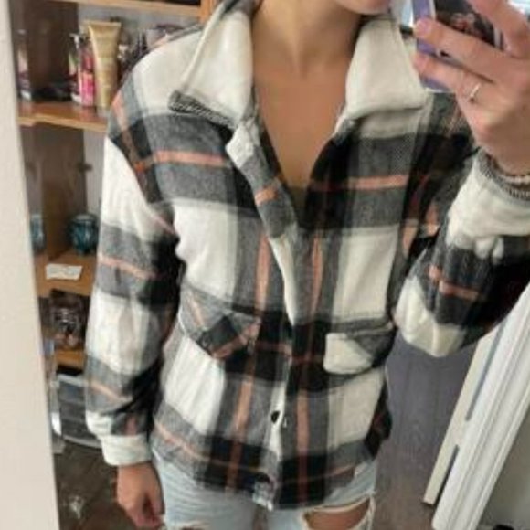White black oversized plaid jacket shacket - Picture 5 of 8